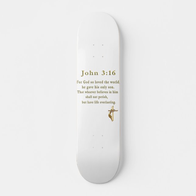 Skateboard Jean 3:16 cadeaux chrétiens (Devant)