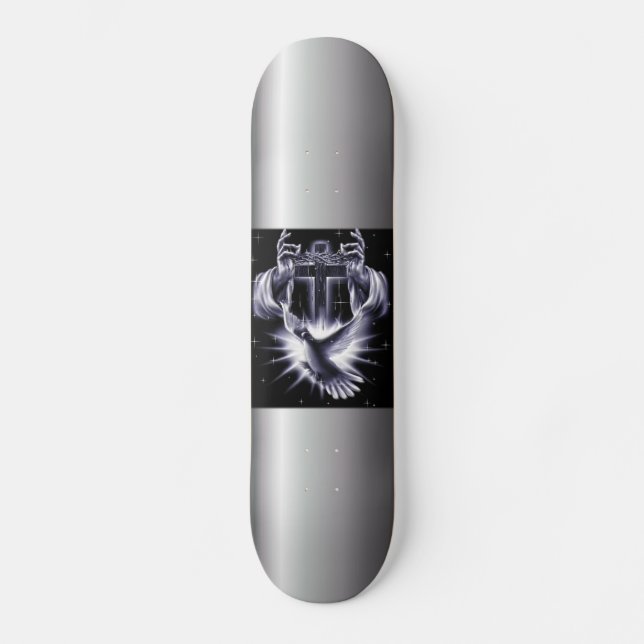 Skateboard Jésus-Christ Couronne d'épines et de colombe (Recto)