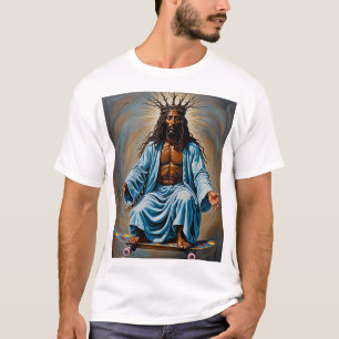 Skateboard Jesus Funny Religious Art Urban Street T-Shirt