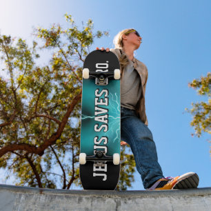 Skateboard Jésus Sauve Bro. Patinage Blue Lightning