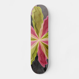 Skateboard Joie, Fantaisie Fleur Fractale Rose Vert Anthracit
