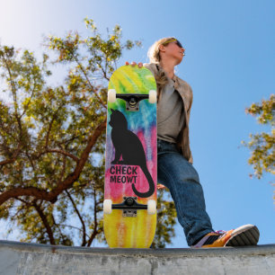 Skateboard Joli Black Check Meowboard pont