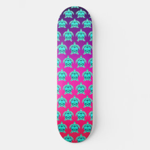 Skateboard Joli bleu vert turquoise turquoise tortues motif