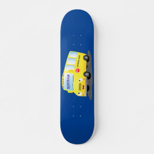 Skateboard Joli bus scolaire jaune de dessin animé heureux