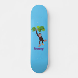 Skateboard Joli chimpanzé dans la jungle suspendu dessin anim