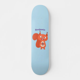 Skateboard Joli dessin animé d'écureuil roux