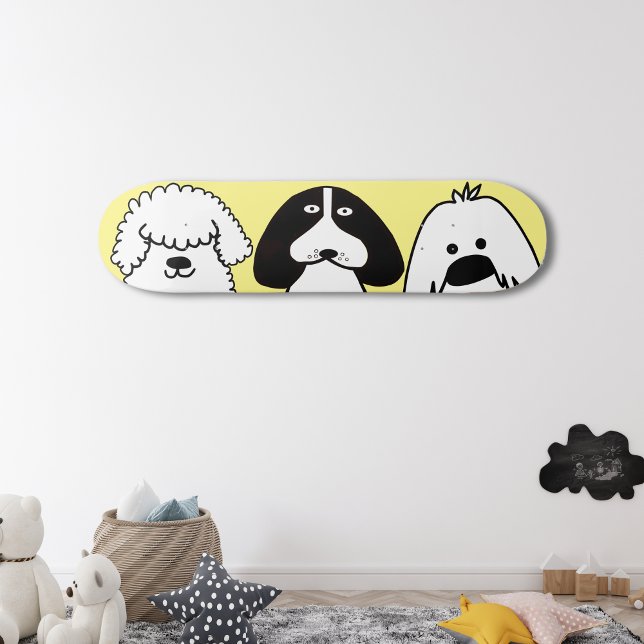 Skateboard Joli Dessin Cartoon Chien Jouant Conception Animau (Créateur téléchargé)