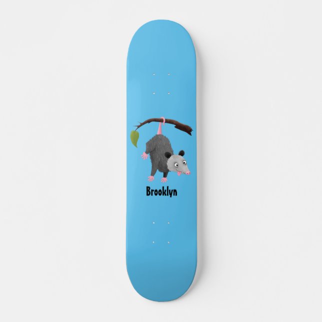 Skateboard Joli opossum accroché à la branche dessin animé (Devant)