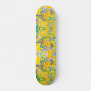 Skateboard Jolie Fleurs Jaunes et Rouges avec Turquoise