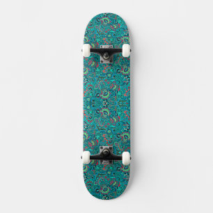 Skateboard Jolis boutons de manchette floraux turquoise vinta