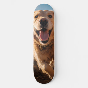 Skateboard Joyeux Golden Retriever en cours