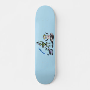 Skateboard Joyeux joli dessin de trois robots trio