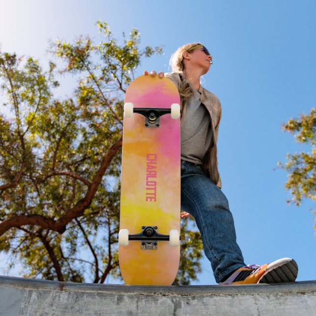 Skateboard Joyeux lumineux Abstrait de dégradé de couleurs (Extérieur 1)