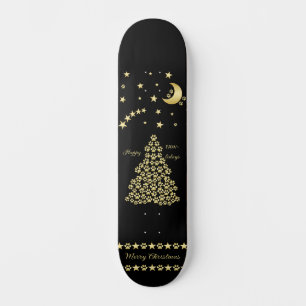 Skateboard Joyeux Pawlidays, Or brillant Paw sapin de Noël