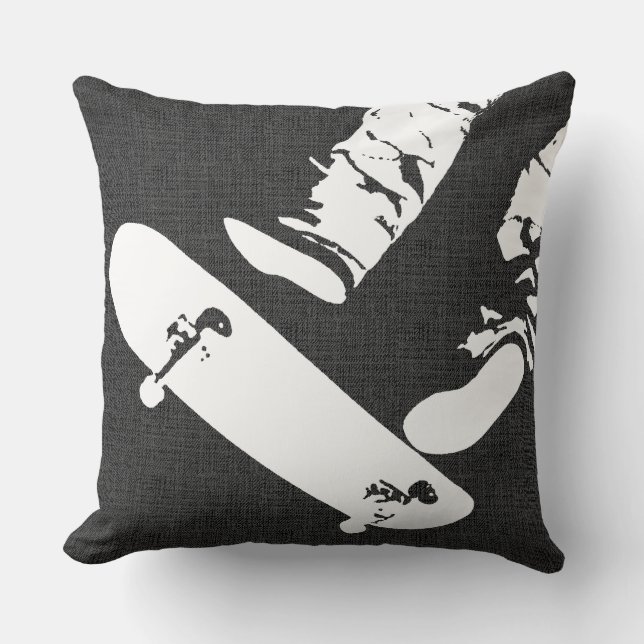 Skateboard Jump – Urban Action Grey Look  Kissen (Vorderseite)