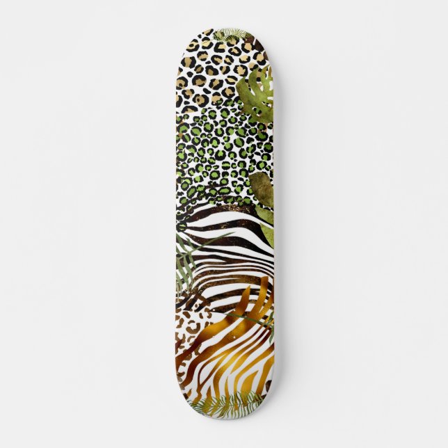 Skateboard jungle animale abstraite colorée (Devant)