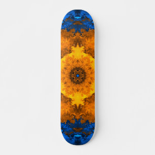 Skateboard Kaleidoscope psychédélique Fleur jaune et bleu