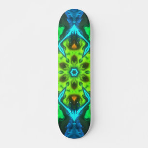 Skateboard Kaleidoscope psychédélique vert bleu et orange