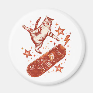 Skateboard-Katze Y2K 90er Stil Magnet