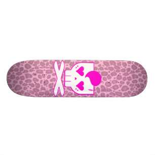 SKATEBOARD KAWAII DÉCÈS SKULL PINK LEOPARD
