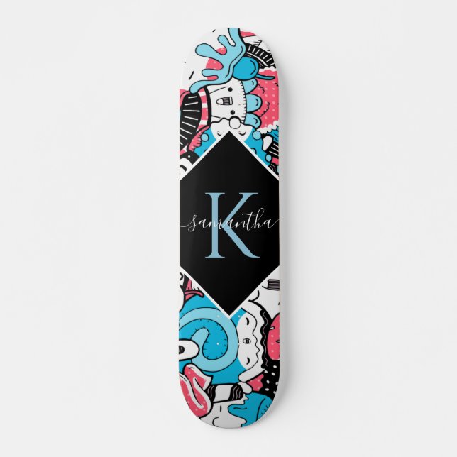 Skateboard Kawaii Style de dessin Dessert Nom et enfants init (Devant)
