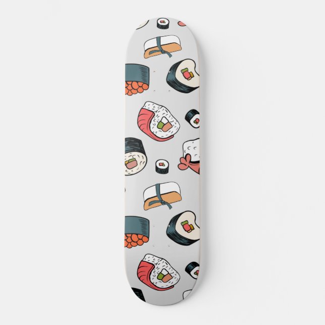 Skateboard Kawaii Sushi Rolls Motif Slip-On Baskets (Recto)