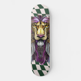 Skateboard Kegelter lila, hintere grüne Löwe