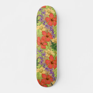 Skateboard Keleah Tropical Hawaïen Hibiscus Bois Faux