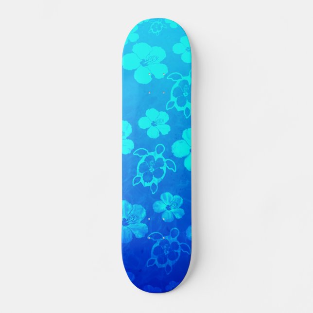 Skateboard Ketmie et tortues bleues de Honu (Recto)