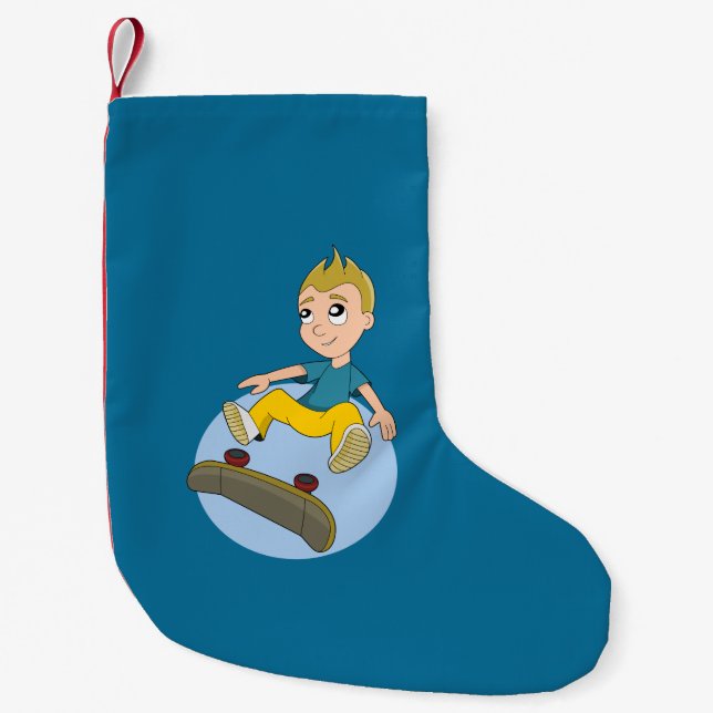Skateboard Kind Cartoon Kleiner Weihnachtsstrumpf (Vorderseite)