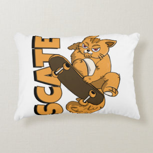 Skateboard Kitty - Orange Cat in Action Dekokissen