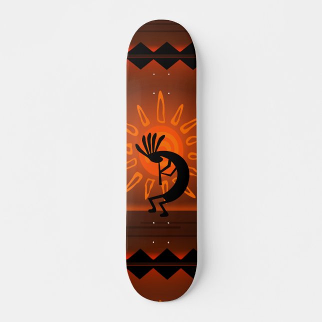 Skateboard Kokopelli Soleil Bronisé Désert du coucher de sole (Devant)