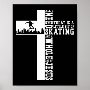 Skateboard Kreuz Glauben Eine Menge Jesus Poster