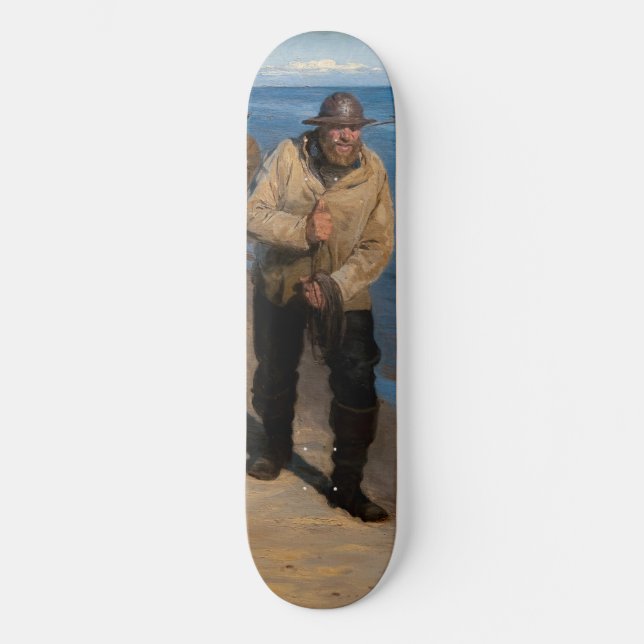 Skateboard Kroyer - Trois pêcheurs tirant un bateau (Recto)