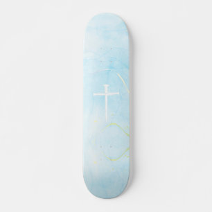 Skateboard La Croix des Trois Clous en Marbre Bleu Chrétien