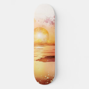 Skateboard La série de plage à l'aquarelle Design 3