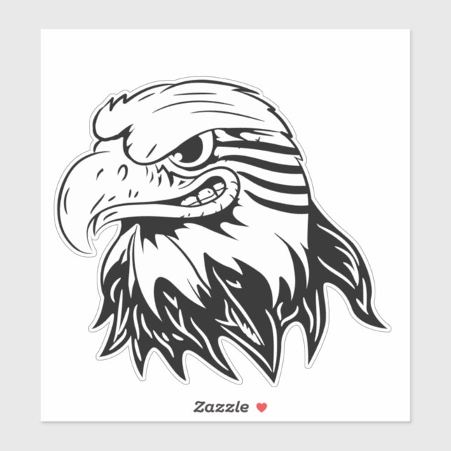 Skateboard lächelnd Bald Eagle Aufkleber (Blatt)