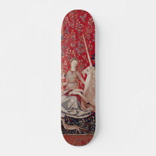 Skateboard Lady and Unicorn Medieval Tapestry Sight