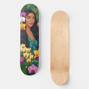 Skateboard Lani dans une impression sur toile d'orchidées