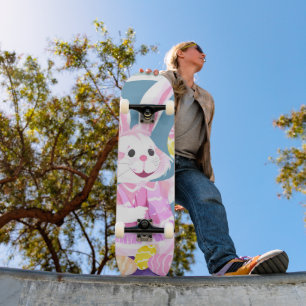 Skateboard lapin avec oeufs de pâques