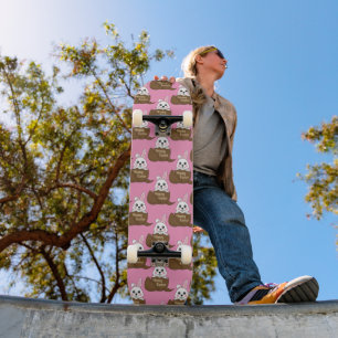 Skateboard Lapin blanc dans l'oeuf au chocolat Joyeux Motif d