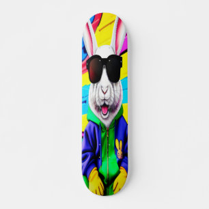 Skateboard lapin de Pâques cool avec des ombres