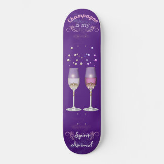 Skateboard Le Champagne est mon esprit Animal White Pink Bull