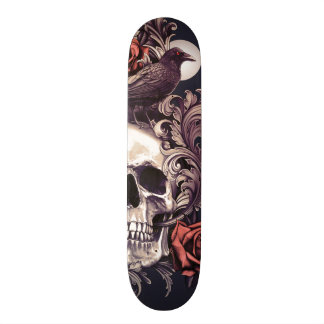 Skateboard Le crâne et la corneille avec se sont levés
