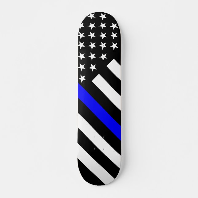 Skateboard Le drapeau américain blanc et noir de la Ligne Ble (Devant)