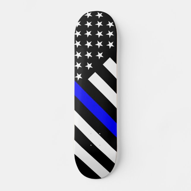 Skateboard Le drapeau noir et blanc mince de Blue Line USA (Recto)