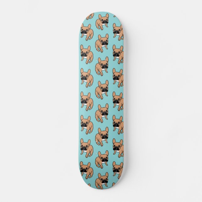 Skateboard Le faon noir mignon Frenchie de masque a besoin (Recto)