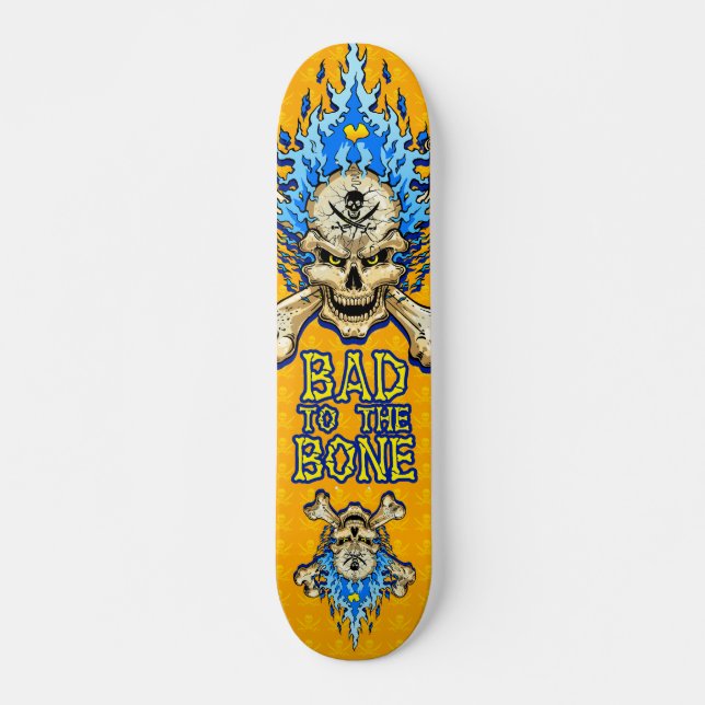 Skateboard Le mauvais au crâne d'os (Devant)