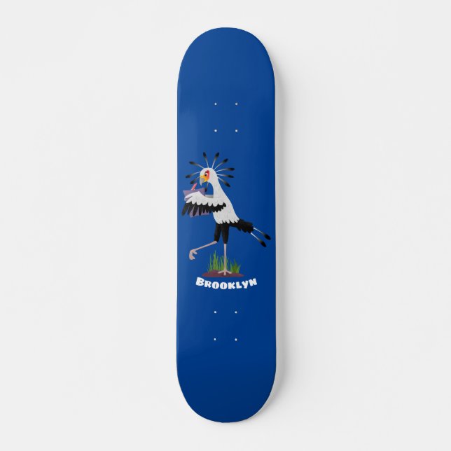 Skateboard Le mignon secrétaire oiseau écrire des notes dessi (Devant)