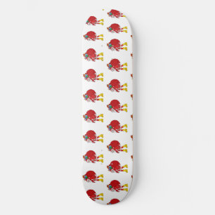 Skateboard Le Père Noël porte de grosses bottes jaunes